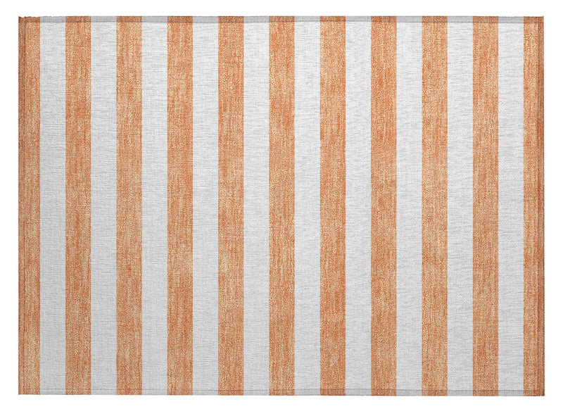 2' X 3' Salmon Striped Washable Non Skid Indoor Outdoor Area Rug