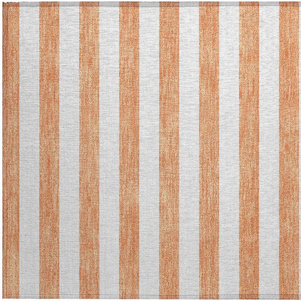 2' X 3' Salmon Striped Washable Non Skid Indoor Outdoor Area Rug