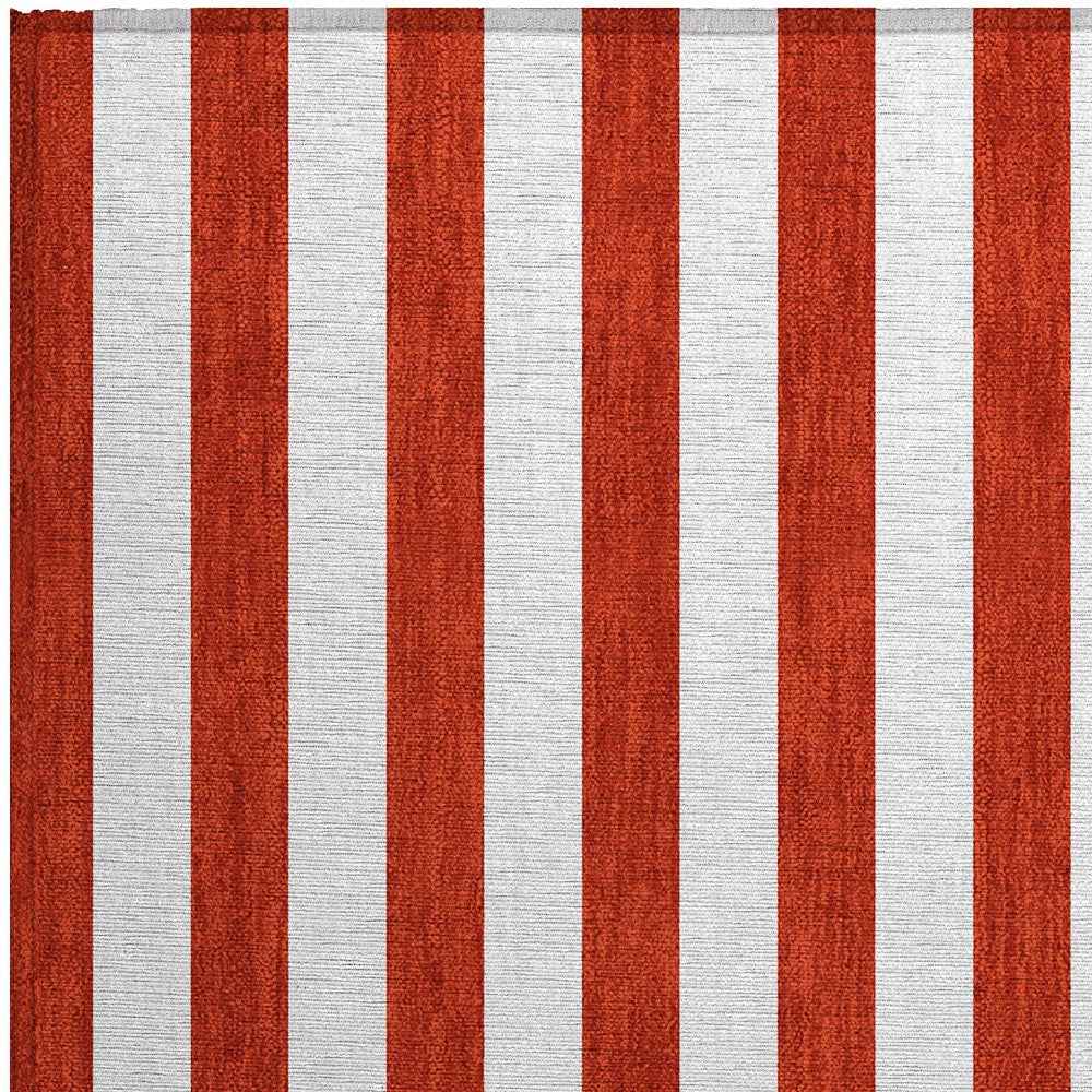 2' X 3' Red and White Striped Washable Non Skid Indoor Outdoor Area Rug