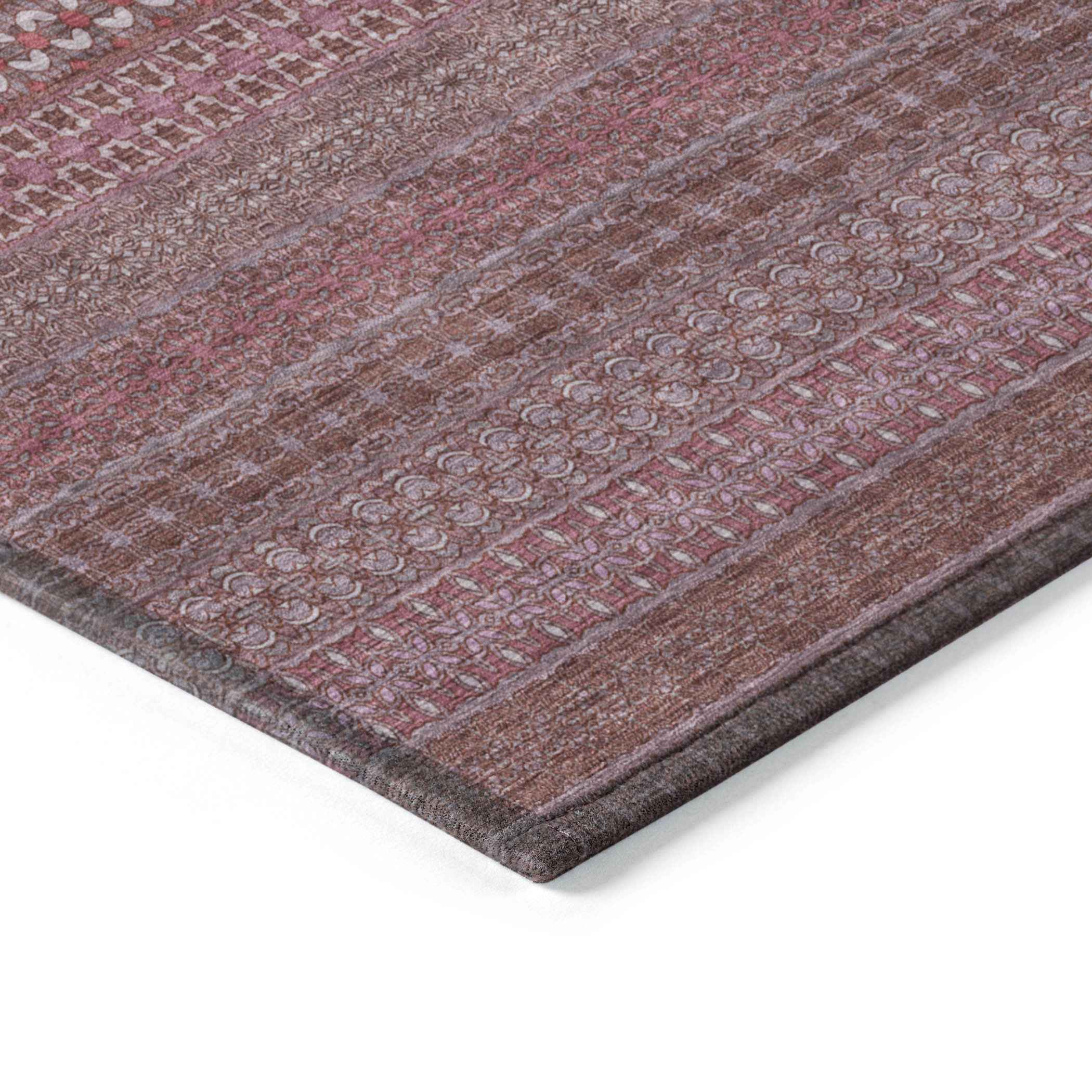 2' X 3' Merlot Striped Washable Non Skid Indoor Outdoor Area Rug