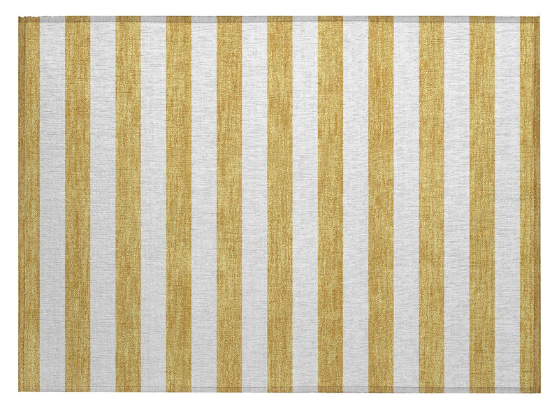 2' X 3' Gold Striped Washable Non Skid Indoor Outdoor Area Rug