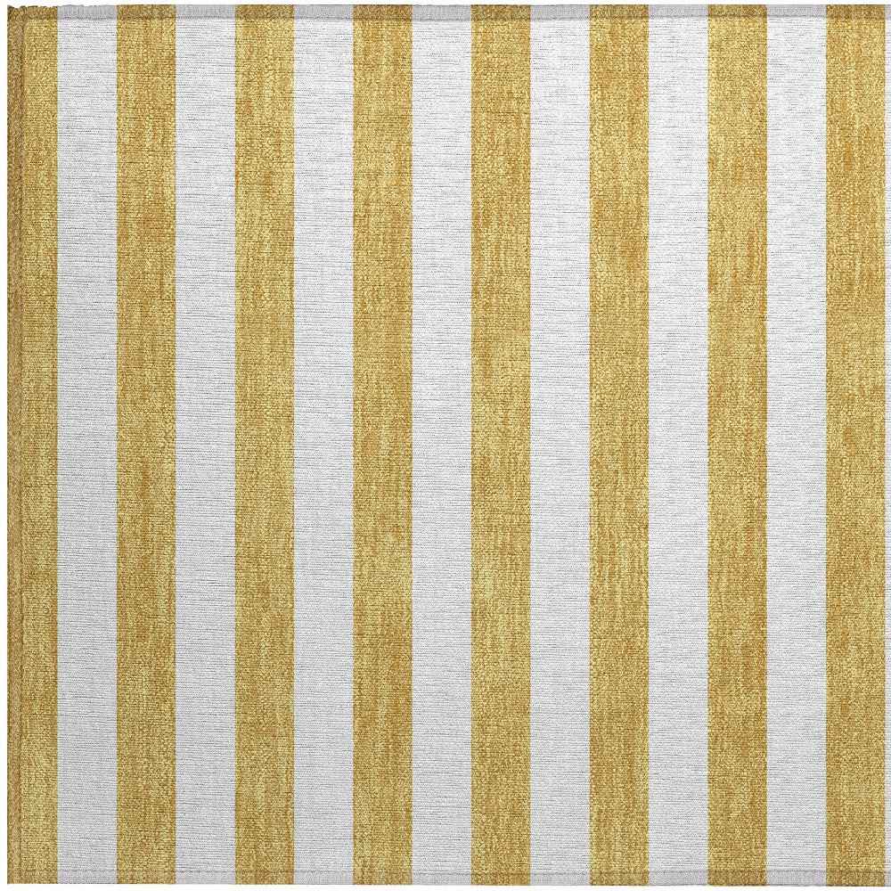 2' X 3' Gold Striped Washable Non Skid Indoor Outdoor Area Rug