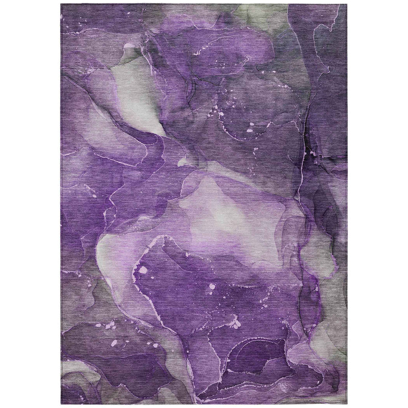 8' X 10' Purple Abstract Washable Non Skid Indoor Outdoor Area Rug