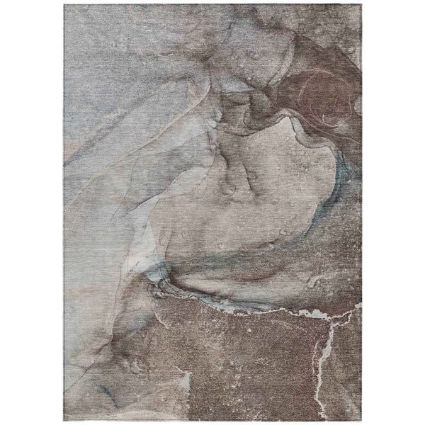8' X 10' Taupe Abstract Washable Non Skid Indoor Outdoor Area Rug