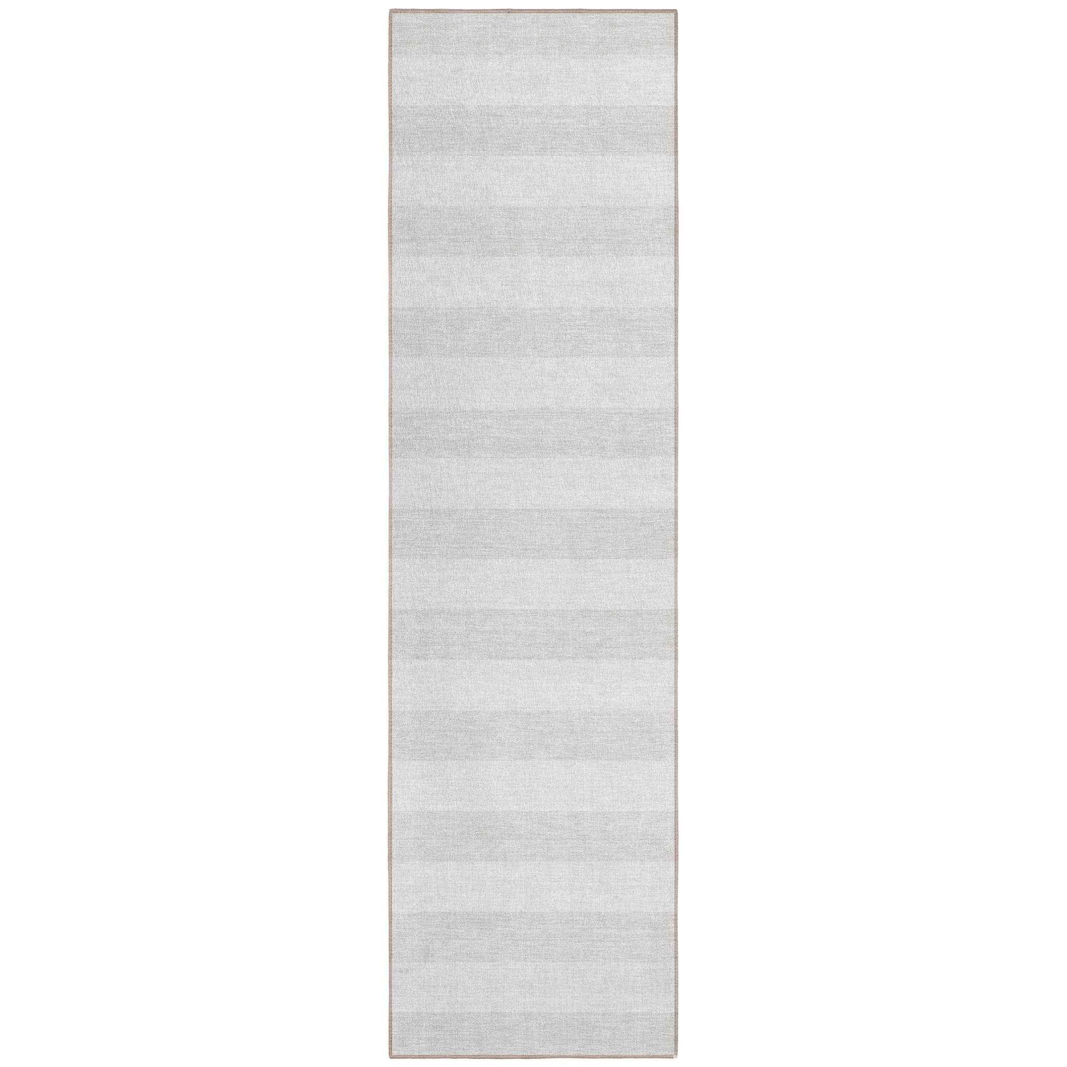2' X 8' Ivory Striped Washable Indoor Outdoor Runner Rug