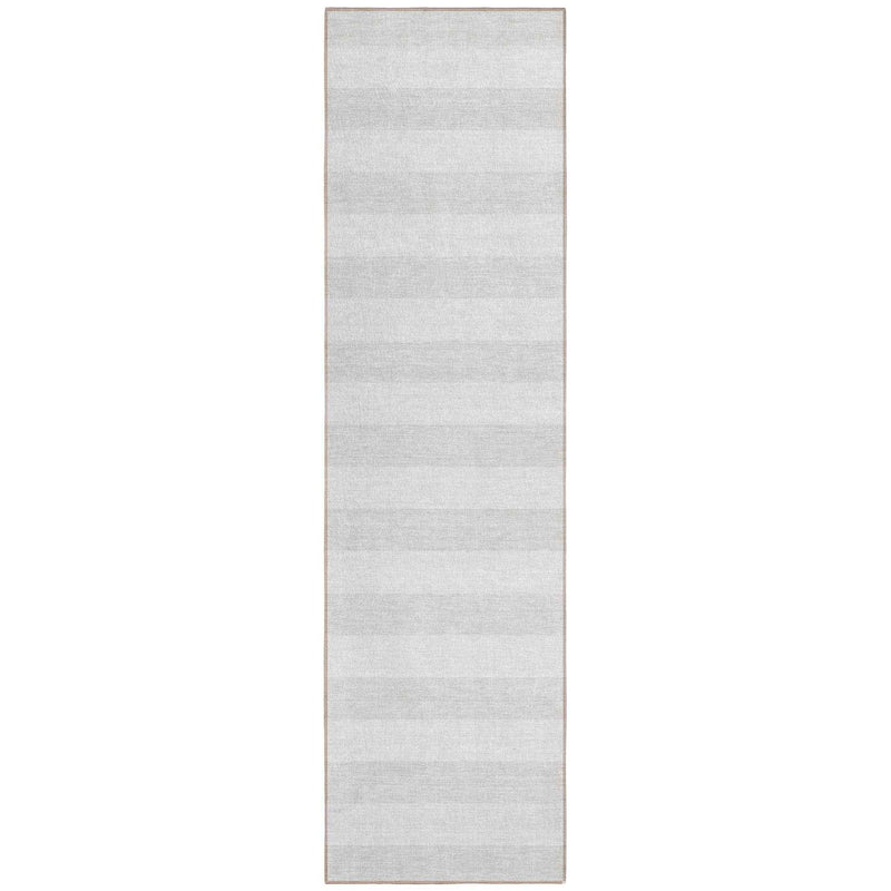 2' X 8' Ivory Striped Washable Indoor Outdoor Runner Rug