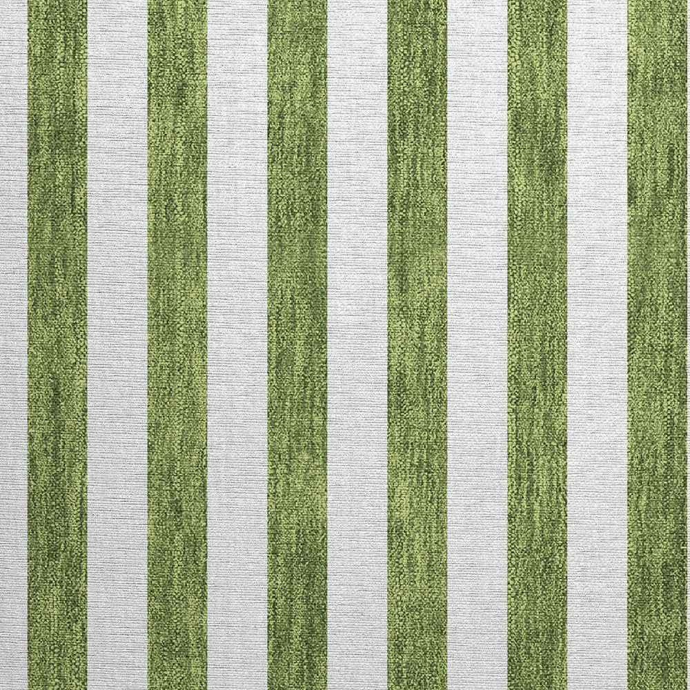 2' X 3' Olive Green Striped Washable Non Skid Indoor Outdoor Area Rug