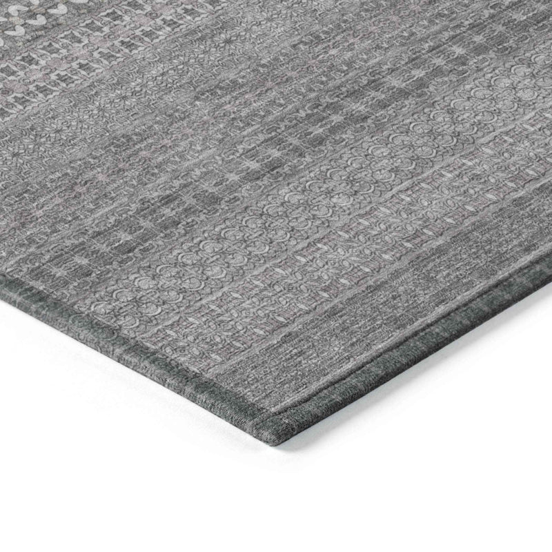 3' X 5' Gray Striped Washable Non Skid Indoor Outdoor Area Rug