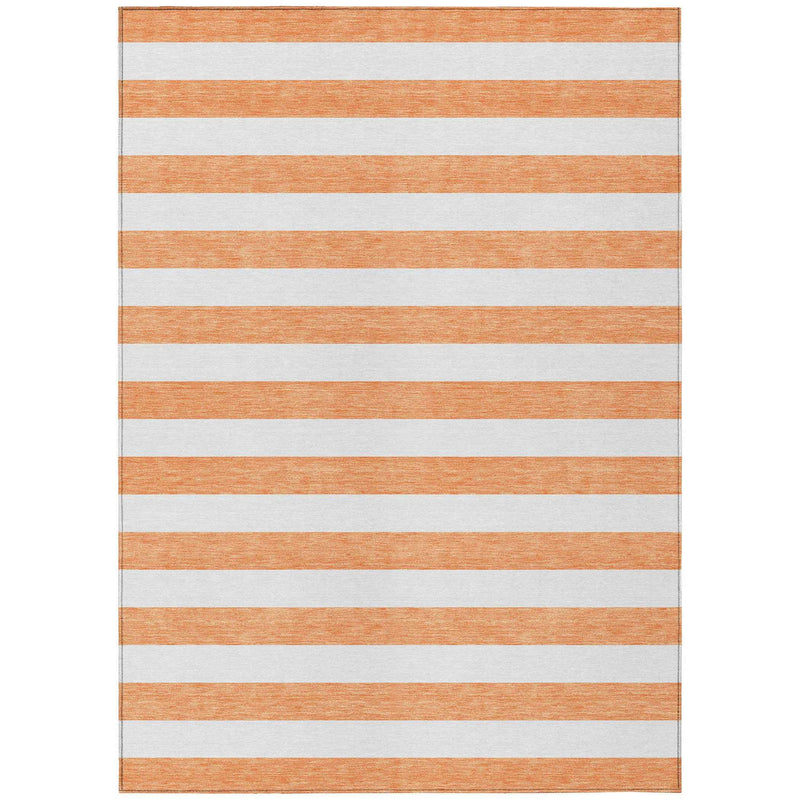 8' X 10' Salmon Striped Washable Non Skid Indoor Outdoor Area Rug