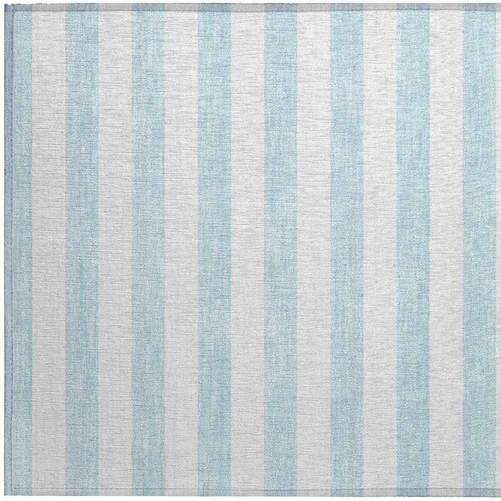 2' X 3' Sky Blue Striped Washable Non Skid Indoor Outdoor Area Rug