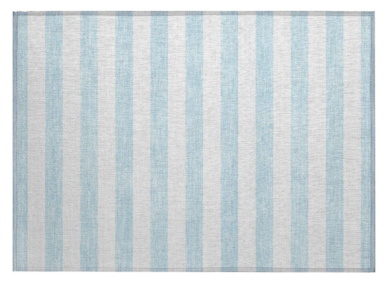 2' X 3' Sky Blue Striped Washable Non Skid Indoor Outdoor Area Rug
