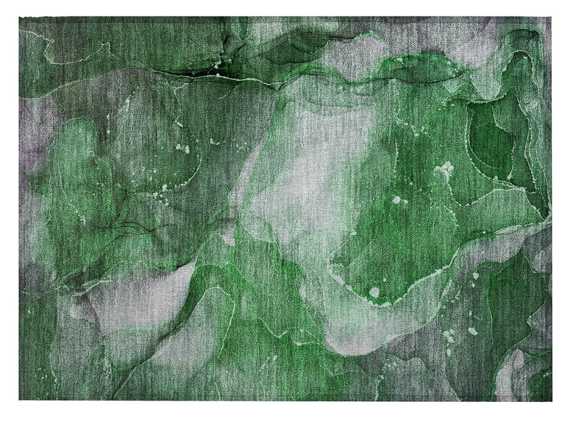 2' X 3' Emerald Abstract Washable Non Skid Indoor Outdoor Area Rug