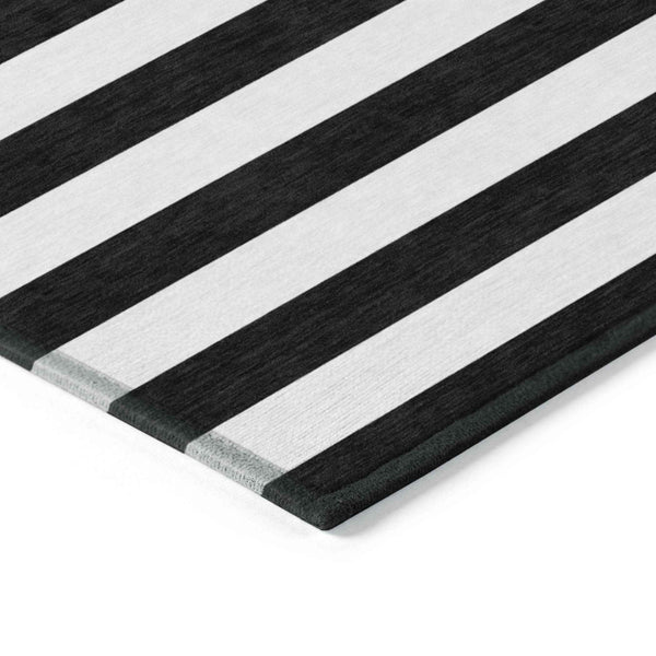 3' X 5' Black and White Striped Washable Non Skid Indoor Outdoor Area Rug