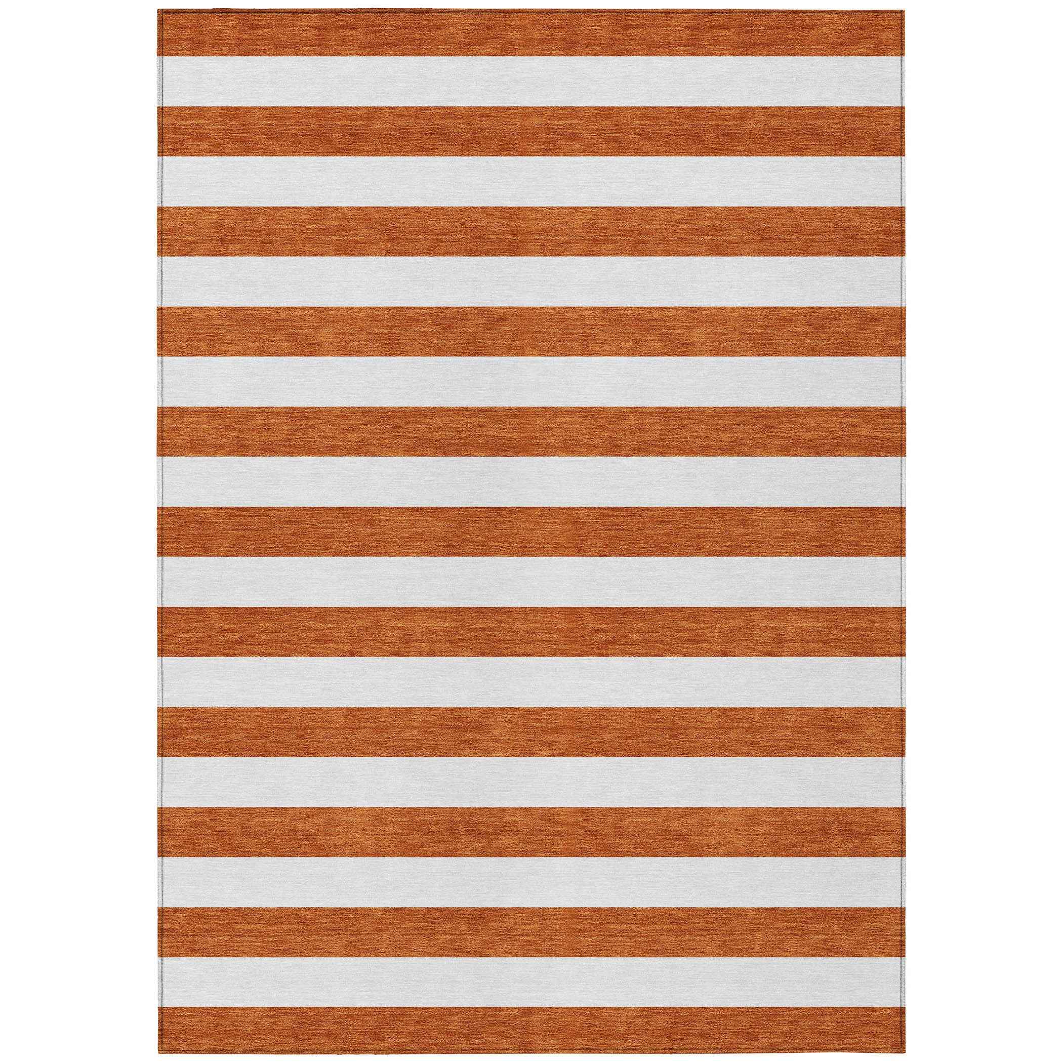 3' X 5' Orange Striped Washable Non Skid Indoor Outdoor Area Rug
