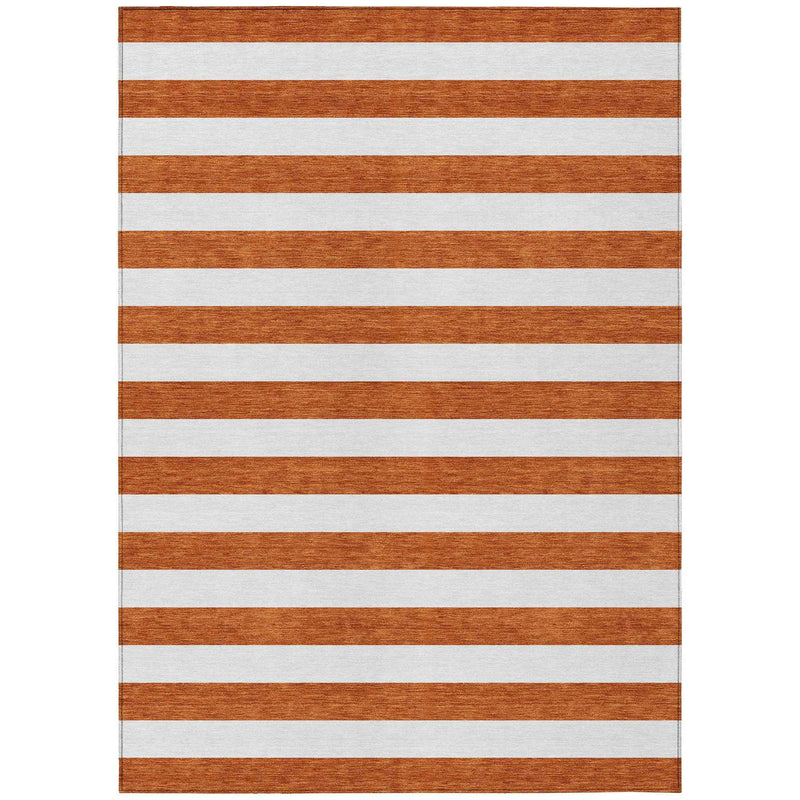 3' X 5' Orange Striped Washable Non Skid Indoor Outdoor Area Rug