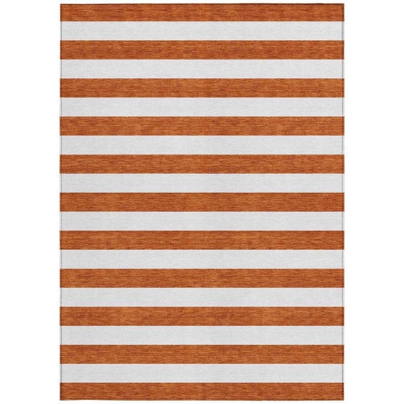 3' X 5' Orange Striped Washable Non Skid Indoor Outdoor Area Rug