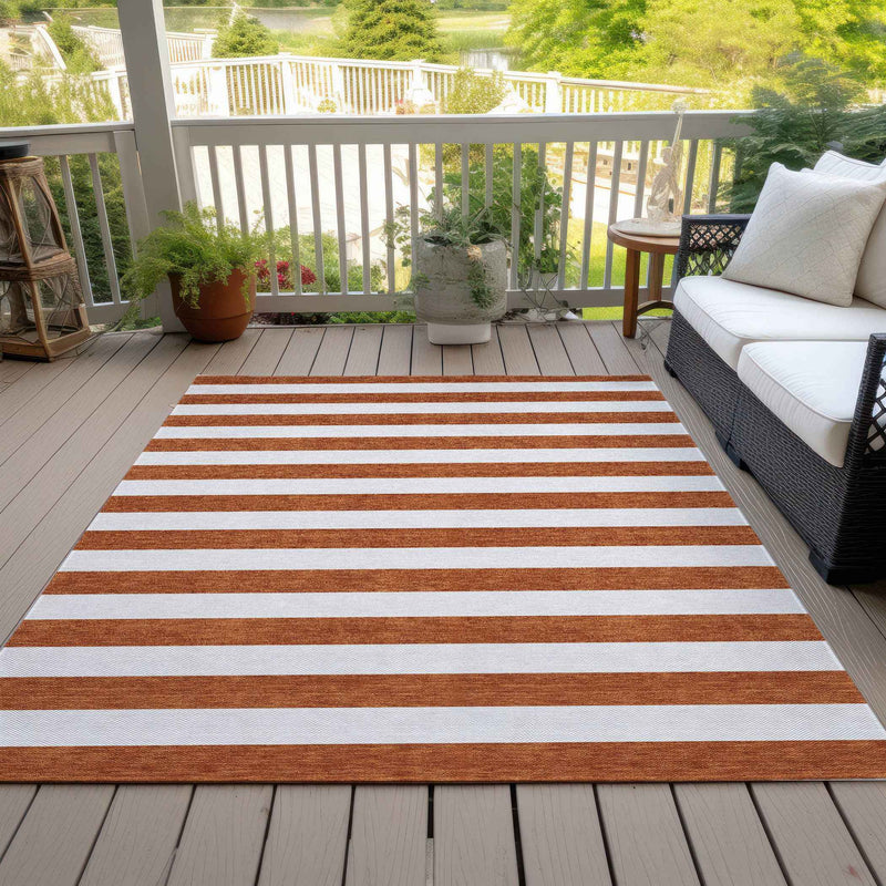 3' X 5' Orange Striped Washable Non Skid Indoor Outdoor Area Rug