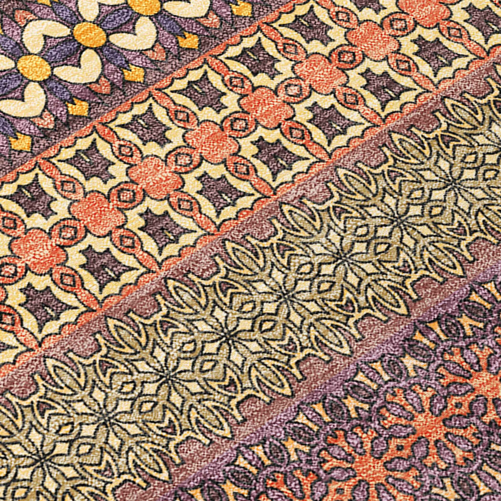 8' X 10' Orange Striped Washable Non Skid Indoor Outdoor Area Rug