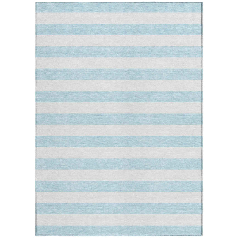 3' X 5' Sky Blue Striped Washable Non Skid Indoor Outdoor Area Rug
