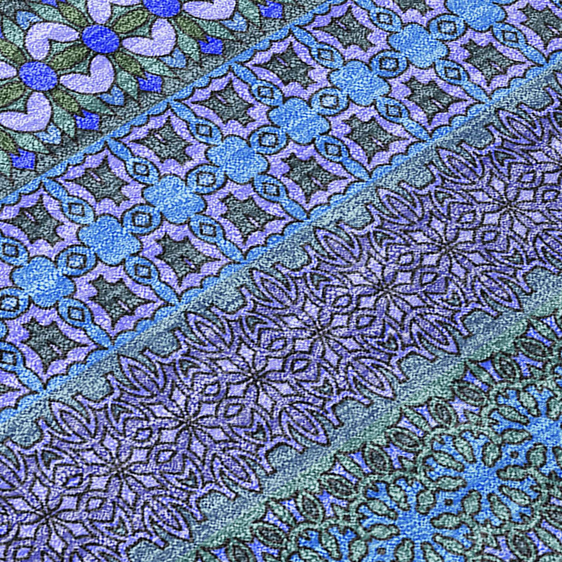 3' X 5' Blue and Green Striped Washable Non Skid Indoor Outdoor Area Rug