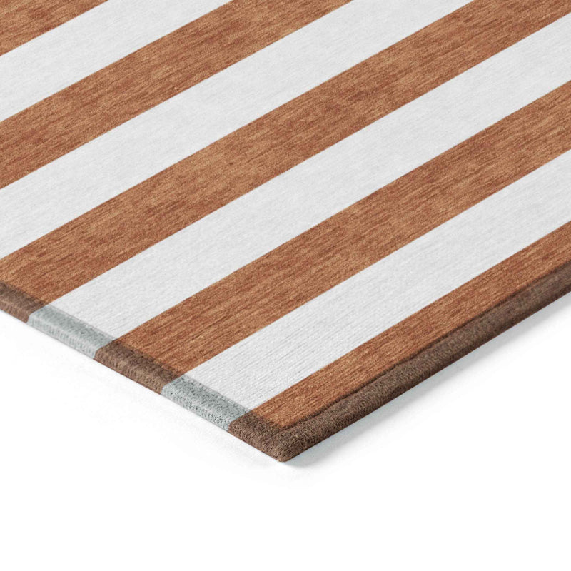 2' X 3' Orange Striped Washable Non Skid Indoor Outdoor Area Rug