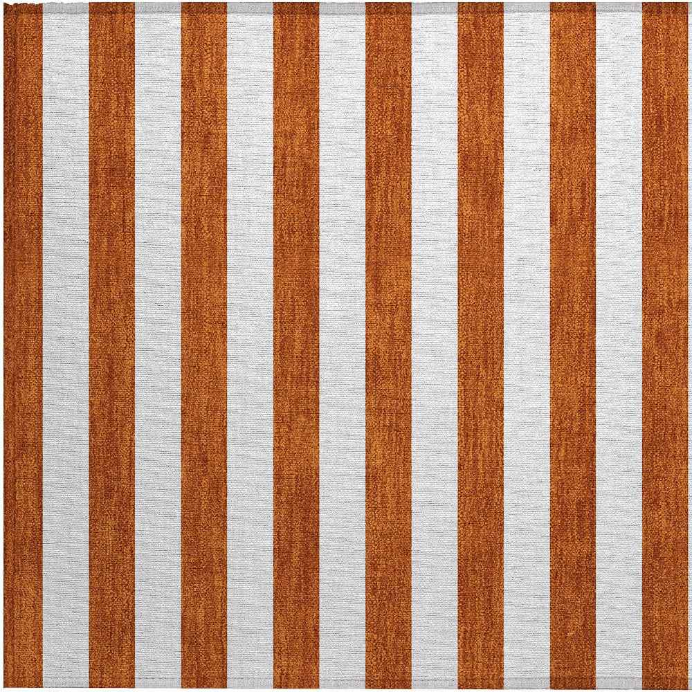 2' X 3' Orange Striped Washable Non Skid Indoor Outdoor Area Rug