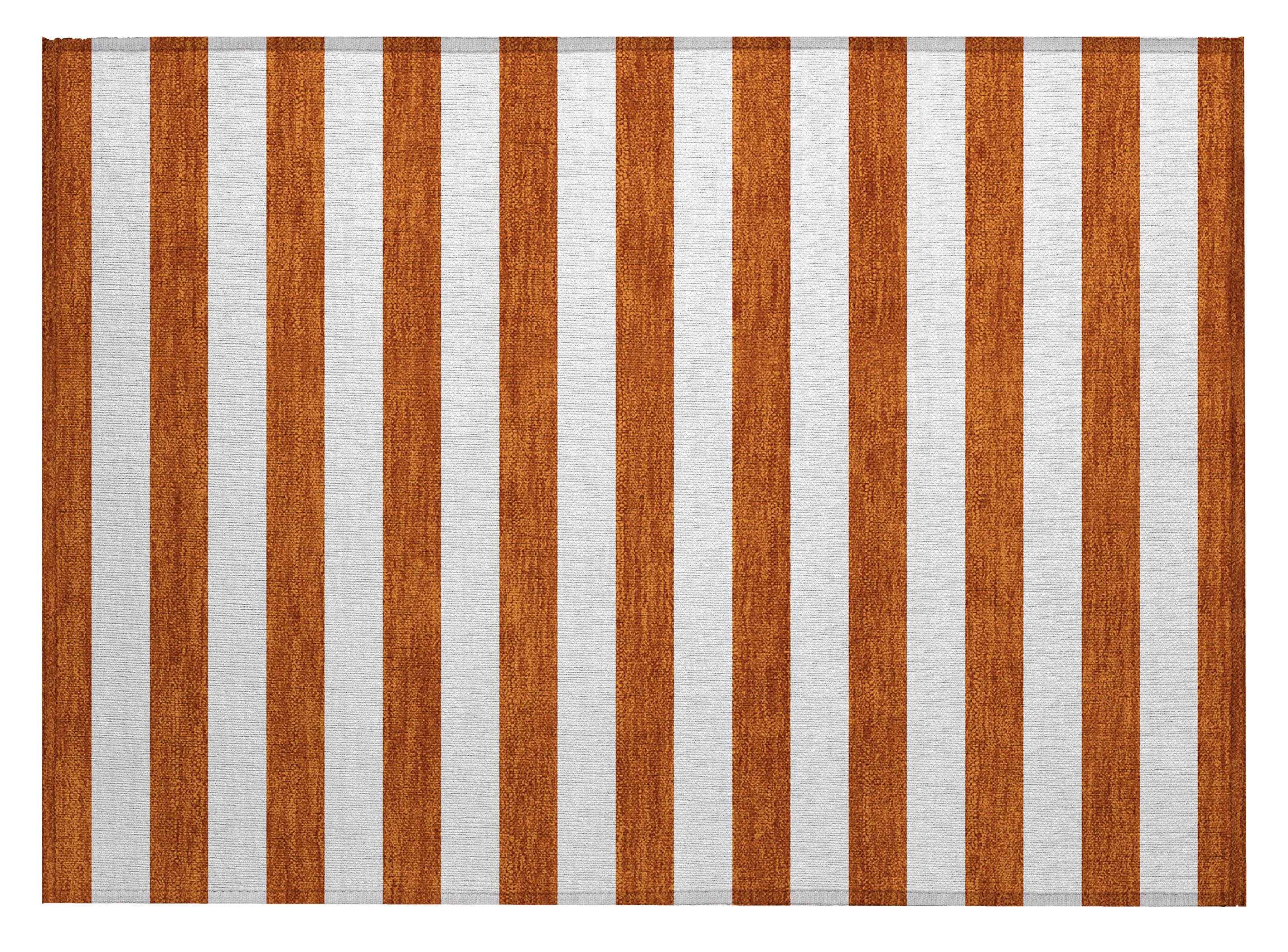 2' X 3' Orange Striped Washable Non Skid Indoor Outdoor Area Rug