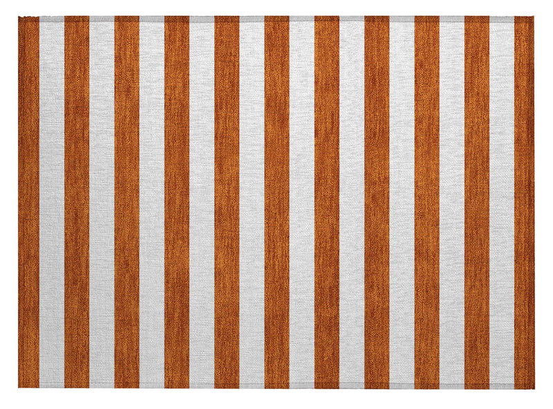 2' X 3' Orange Striped Washable Non Skid Indoor Outdoor Area Rug