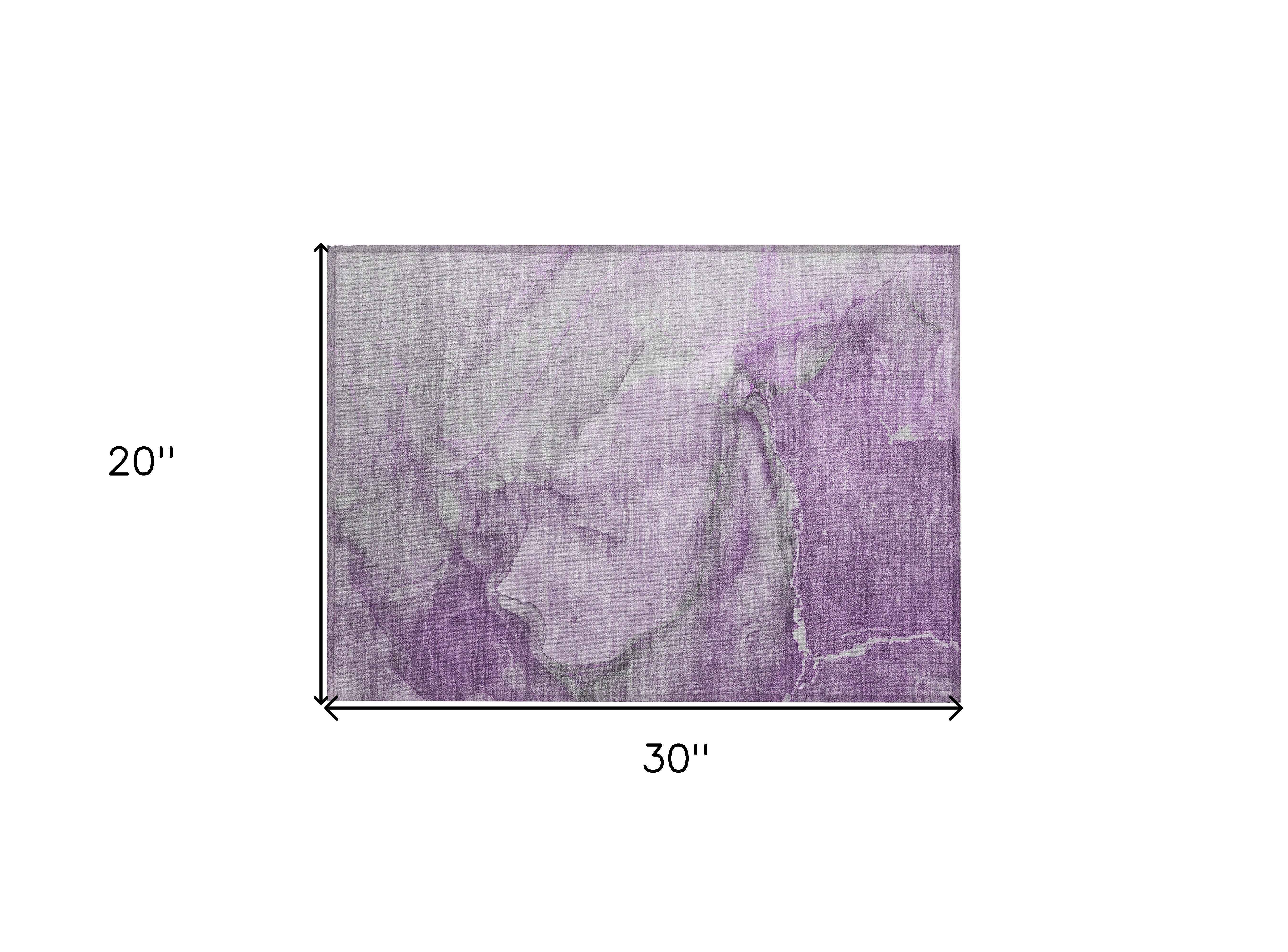 2' X 3' Lilac Abstract Washable Non Skid Indoor Outdoor Area Rug