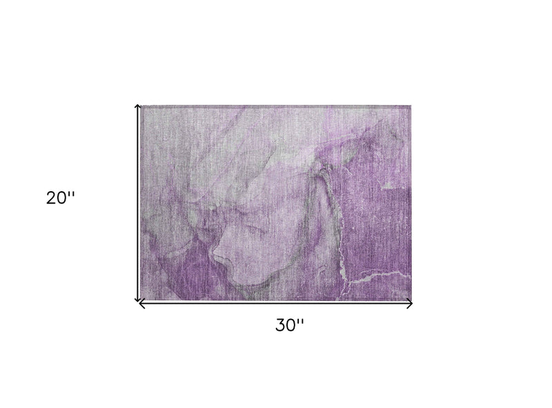 2' X 3' Lilac Abstract Washable Non Skid Indoor Outdoor Area Rug