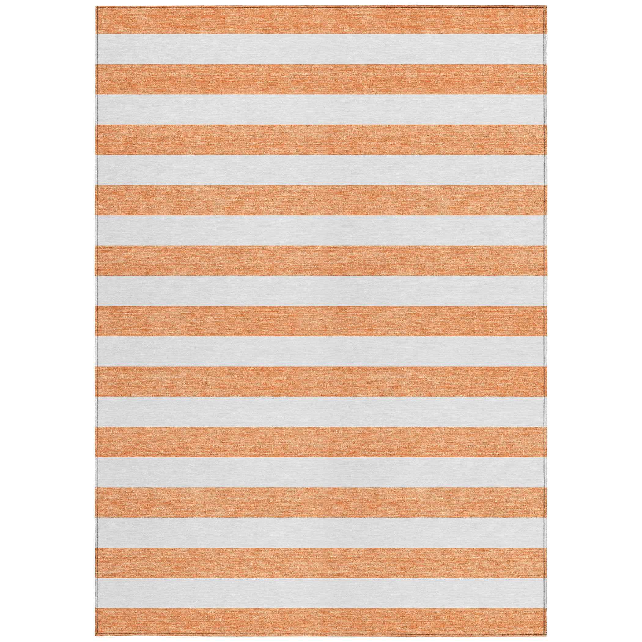 3' X 5' Salmon Striped Washable Non Skid Indoor Outdoor Area Rug