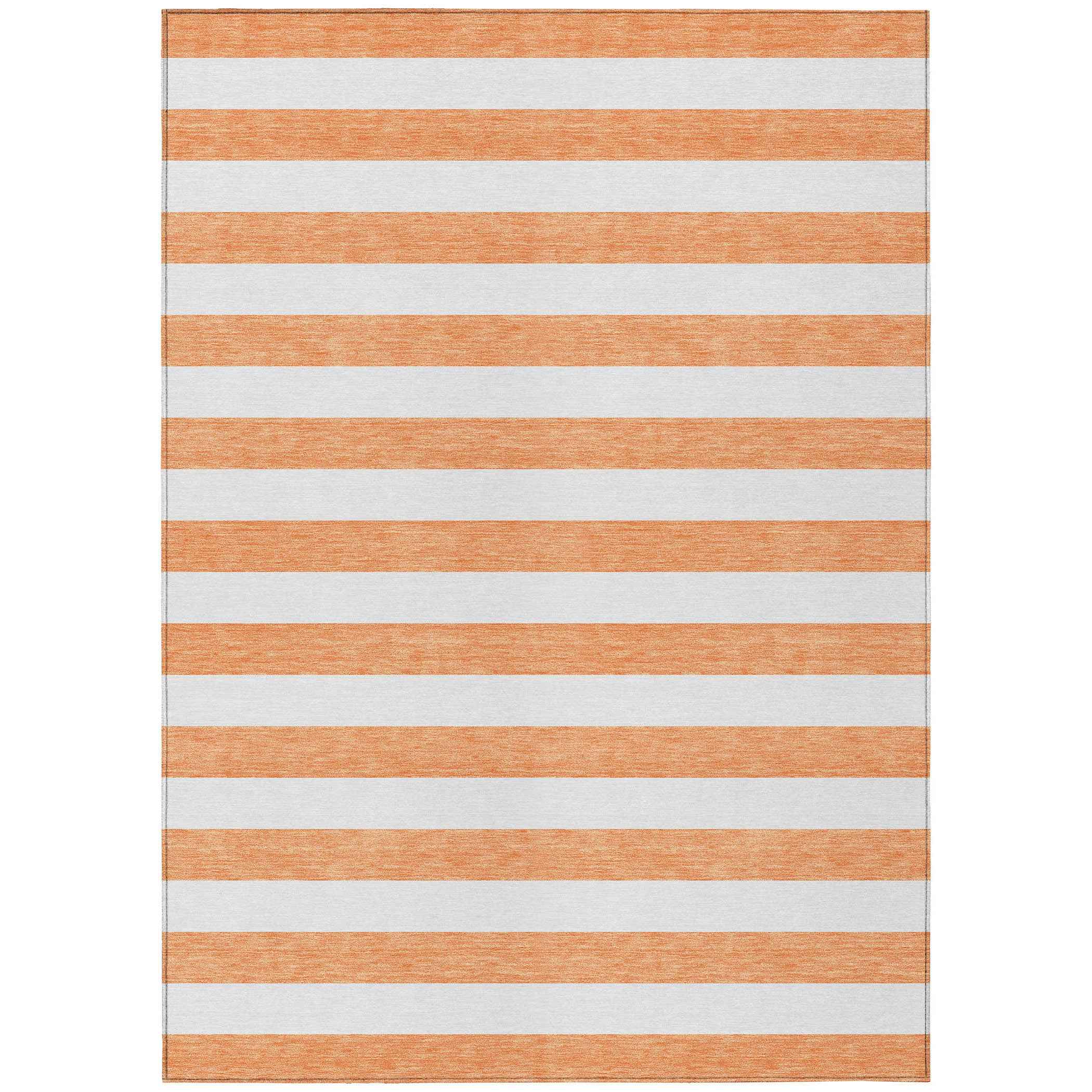 3' X 5' Salmon Striped Washable Non Skid Indoor Outdoor Area Rug