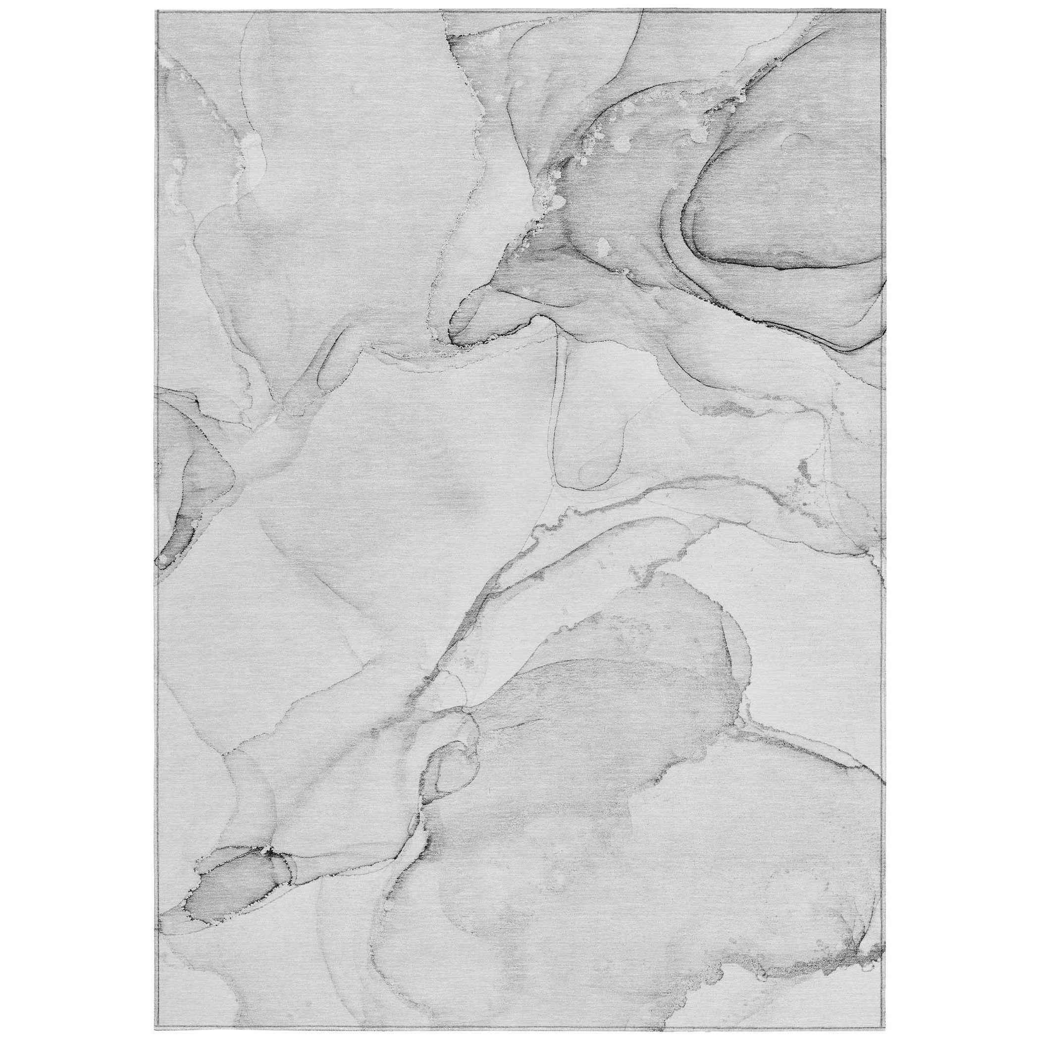 10' X 14' Silver Abstract Washable Non Skid Indoor Outdoor Area Rug