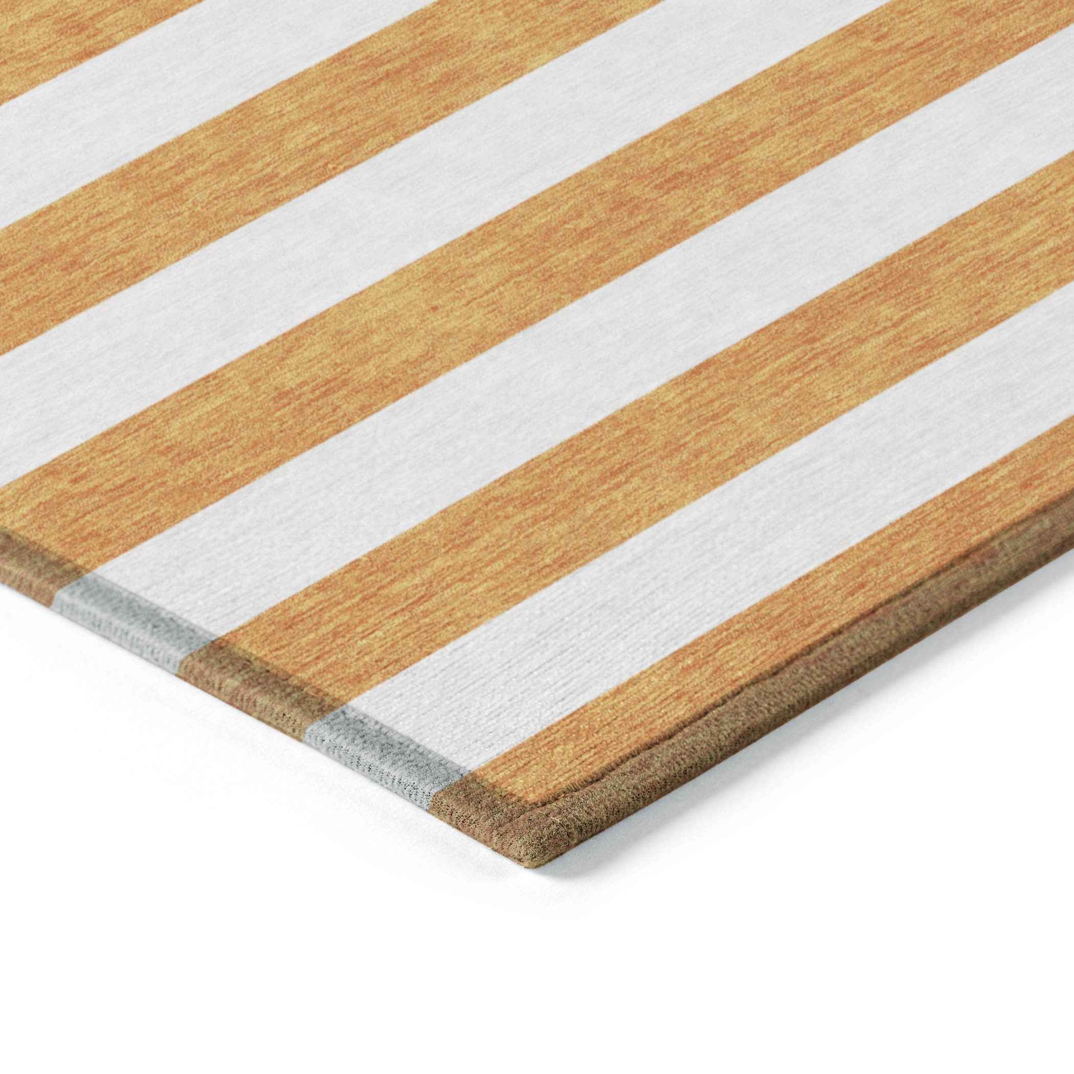 2' X 8' Orange and White Striped Washable Indoor Outdoor Runner Rug