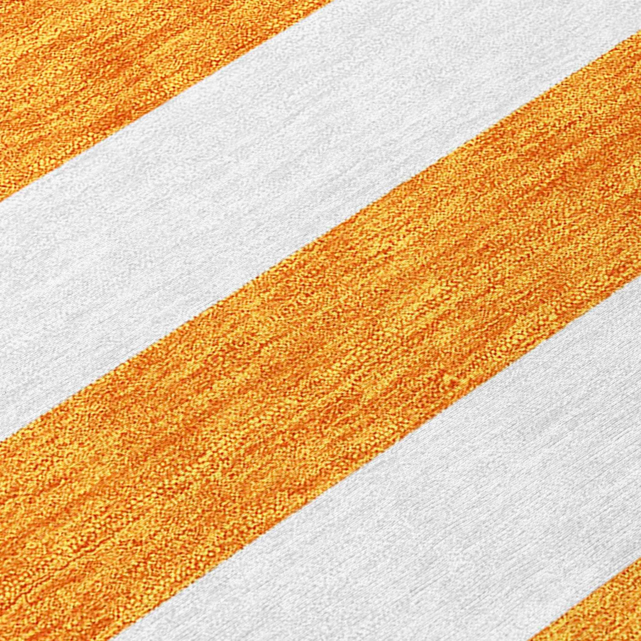2' X 8' Orange and White Striped Washable Indoor Outdoor Runner Rug