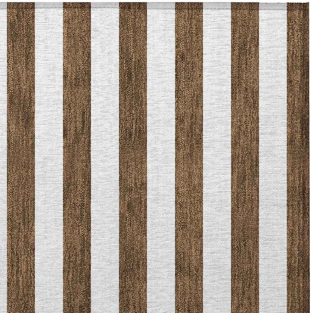 2' X 3' Chocolate Striped Washable Non Skid Indoor Outdoor Area Rug