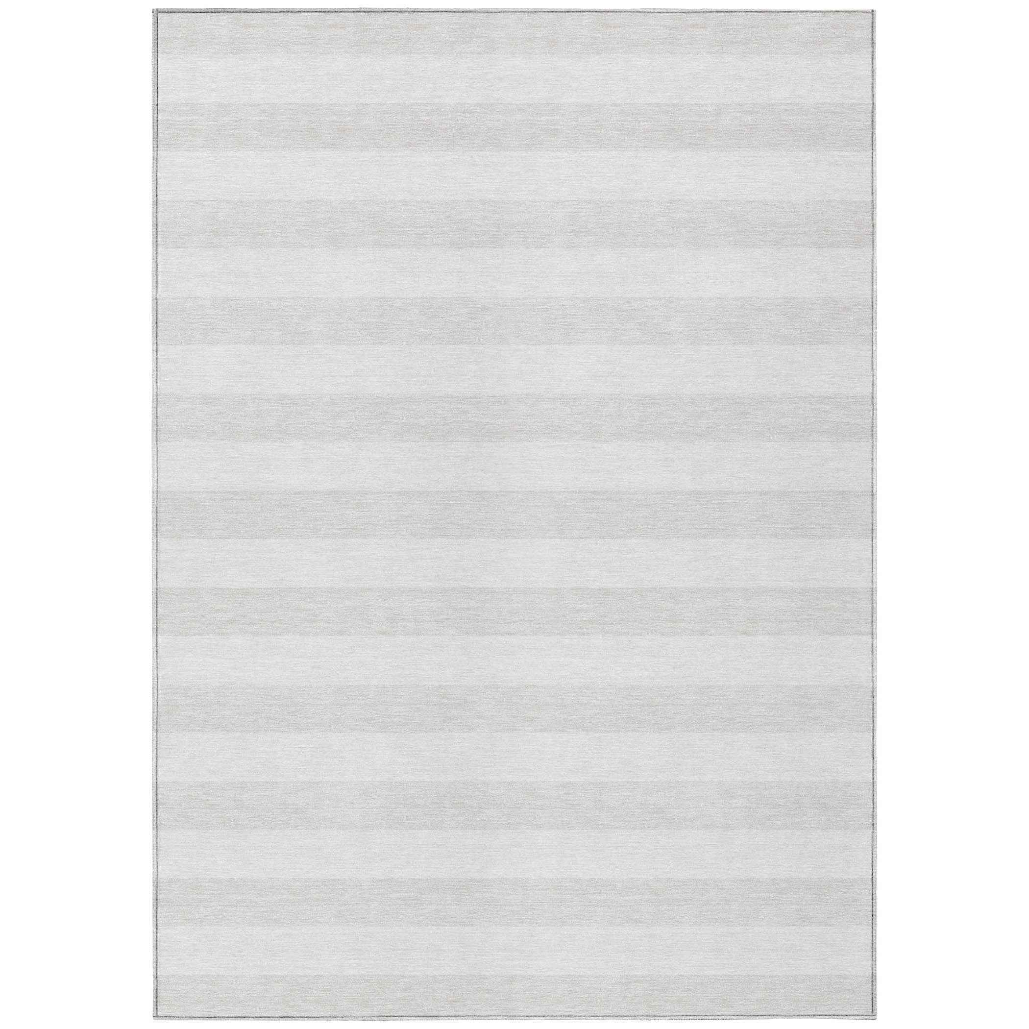 9' X 12' Ivory Striped Washable Indoor Outdoor Area Rug
