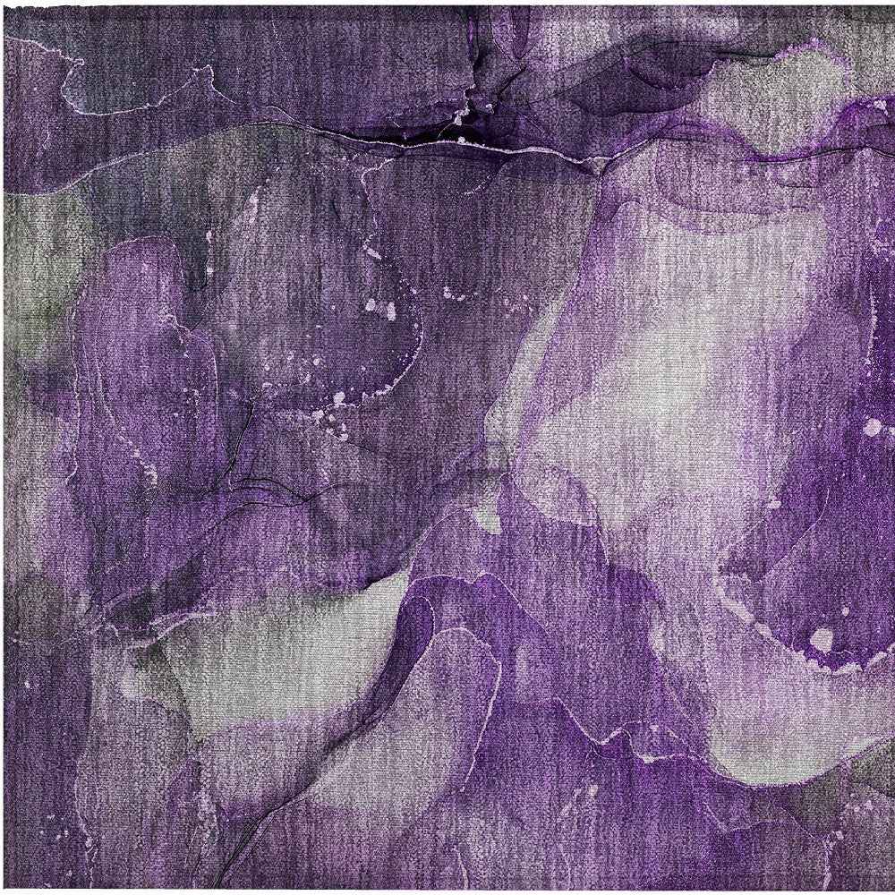 2' X 3' Purple Abstract Washable Non Skid Indoor Outdoor Area Rug