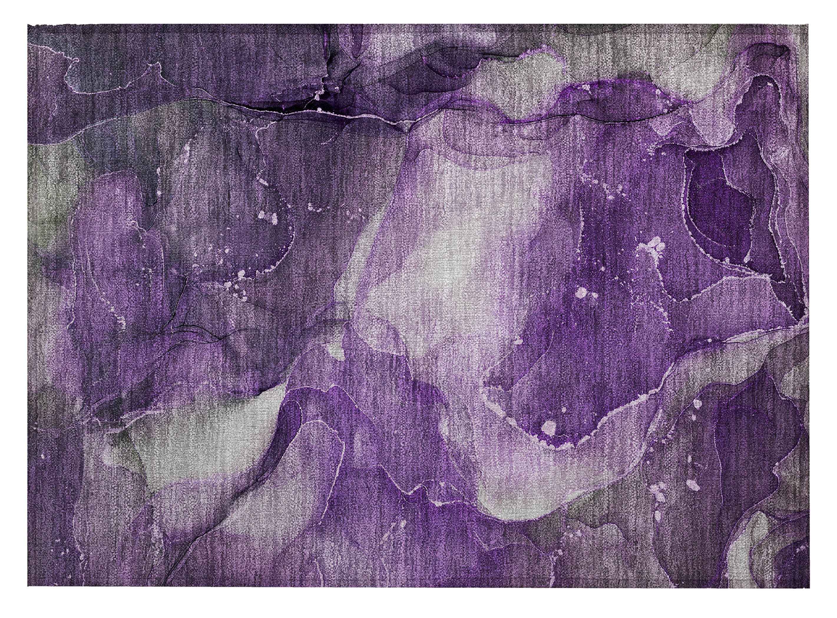 2' X 3' Purple Abstract Washable Non Skid Indoor Outdoor Area Rug