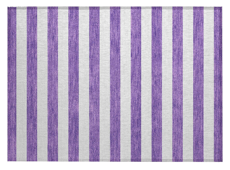 2' X 3' Purple and White Striped Washable Non Skid Indoor Outdoor Area Rug