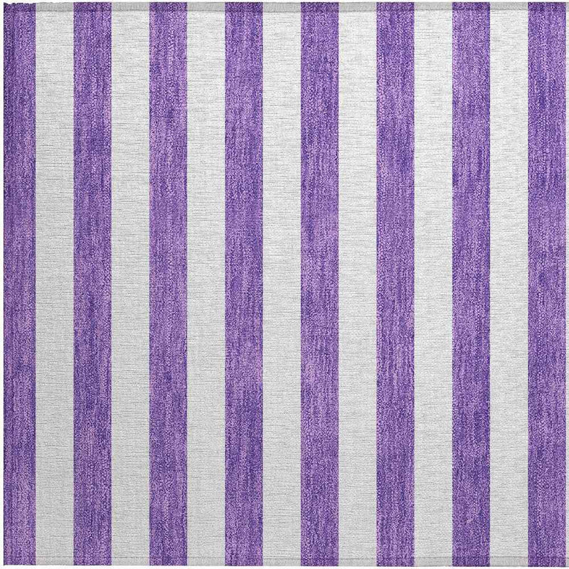 2' X 3' Purple and White Striped Washable Non Skid Indoor Outdoor Area Rug