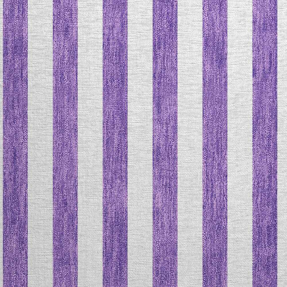 2' X 3' Purple and White Striped Washable Non Skid Indoor Outdoor Area Rug