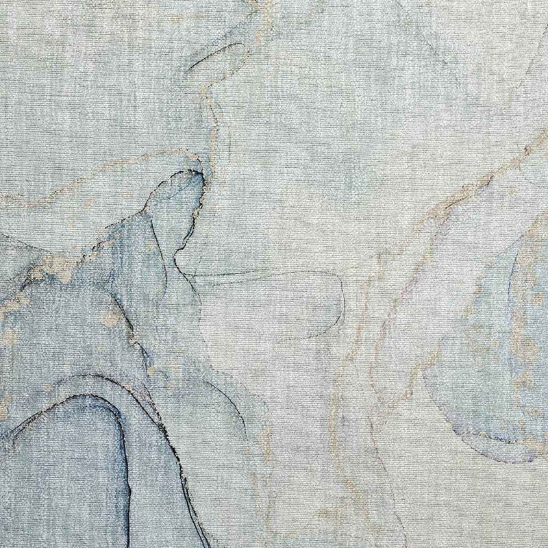 2' X 3' Beige and Blue Abstract Washable Non Skid Indoor Outdoor Area Rug