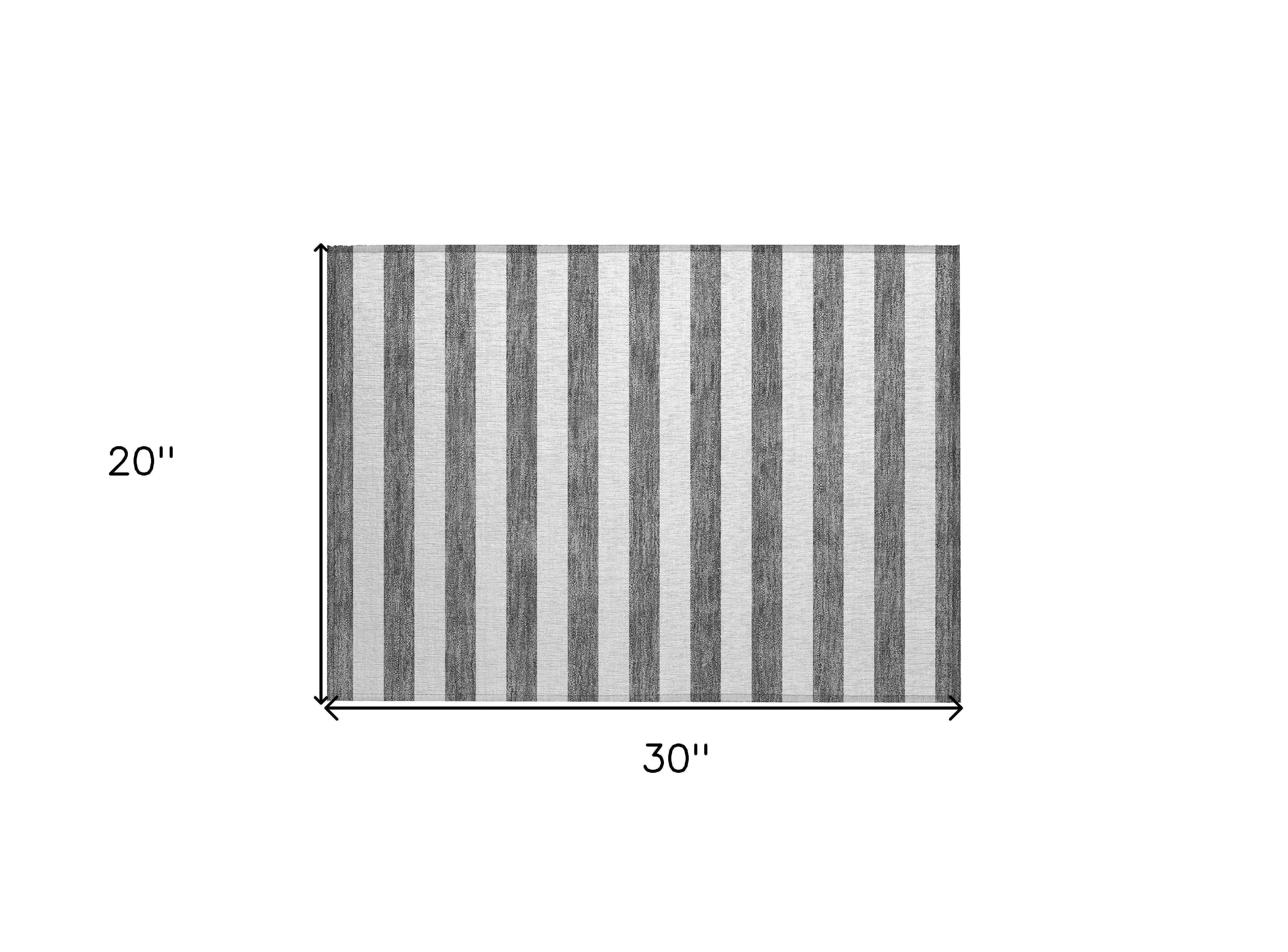 2' X 3' Charcoal Striped Washable Non Skid Indoor Outdoor Area Rug
