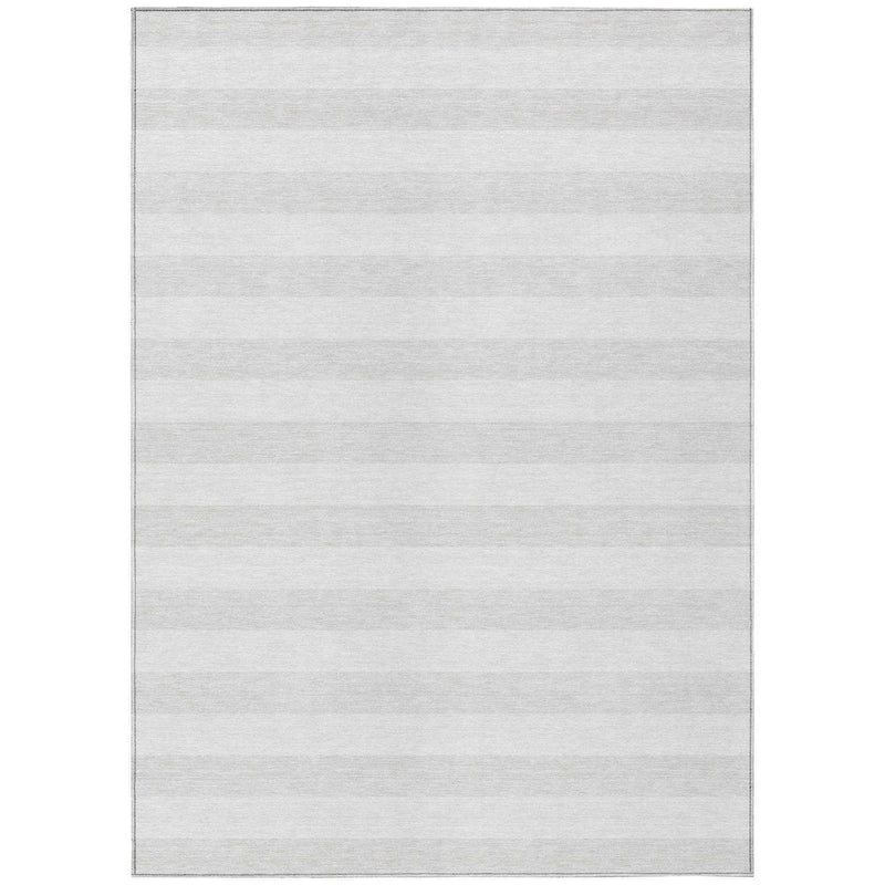 8' X 10' Ivory Striped Washable Indoor Outdoor Area Rug