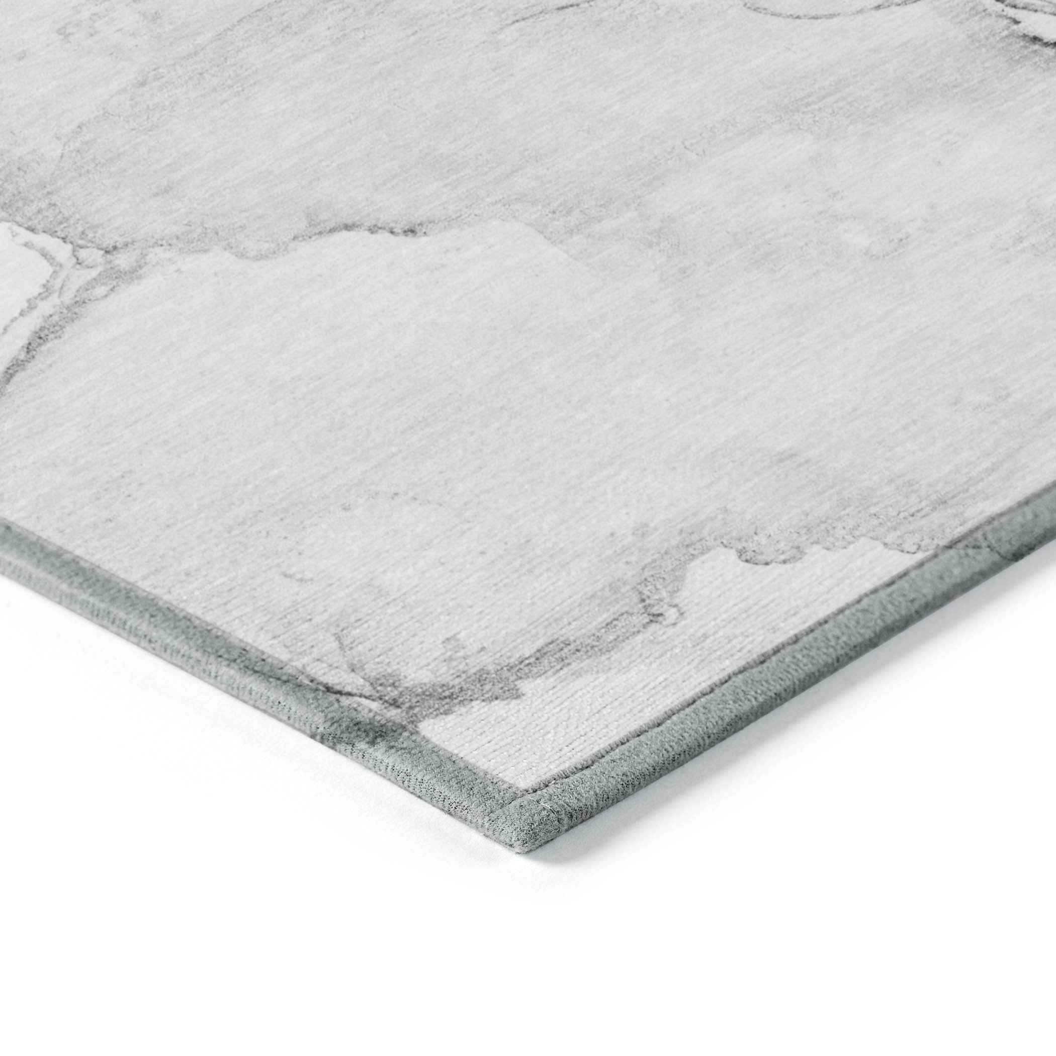 9' X 12' Silver Abstract Washable Non Skid Indoor Outdoor Area Rug