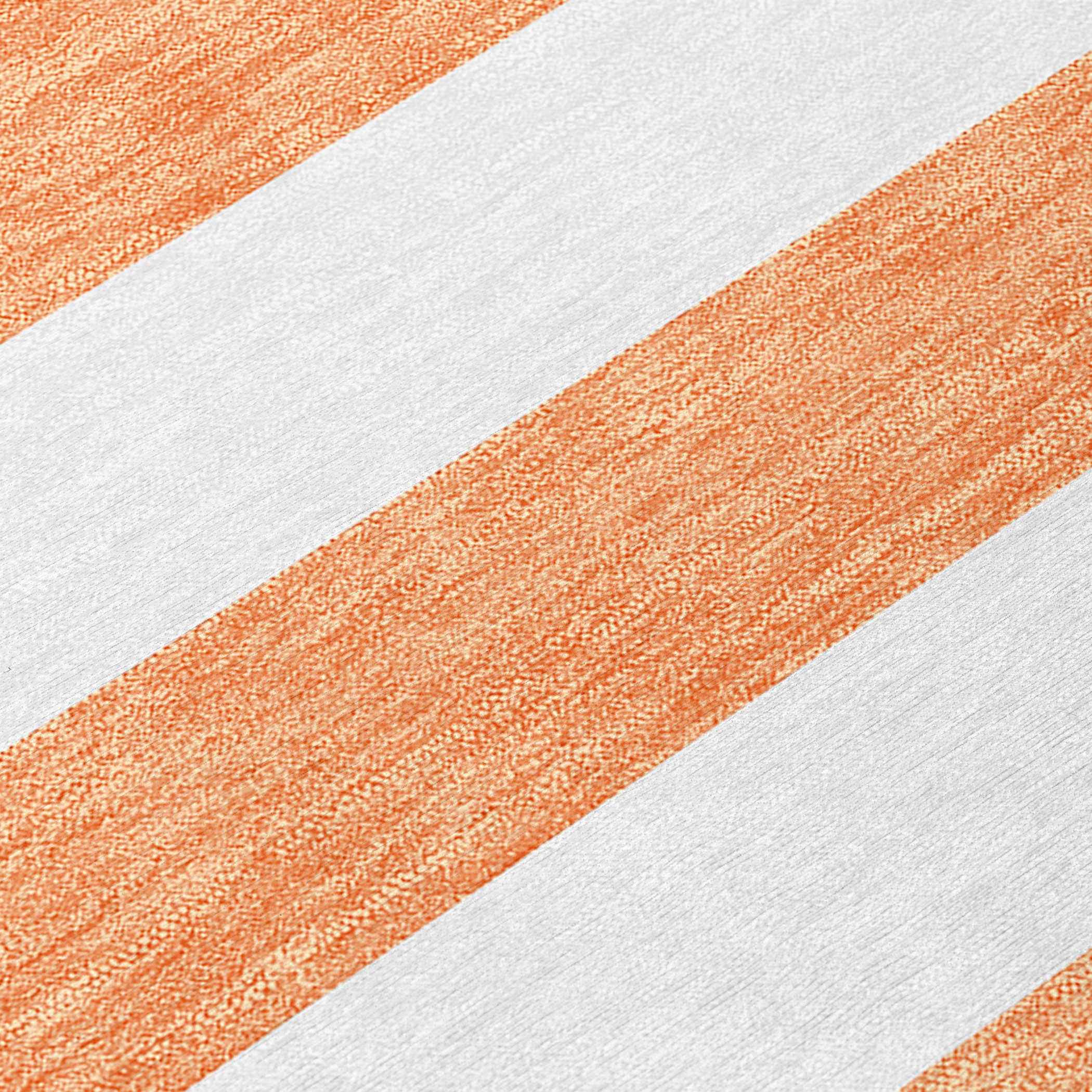 2' X 8' Salmon Striped Washable Indoor Outdoor Runner Rug