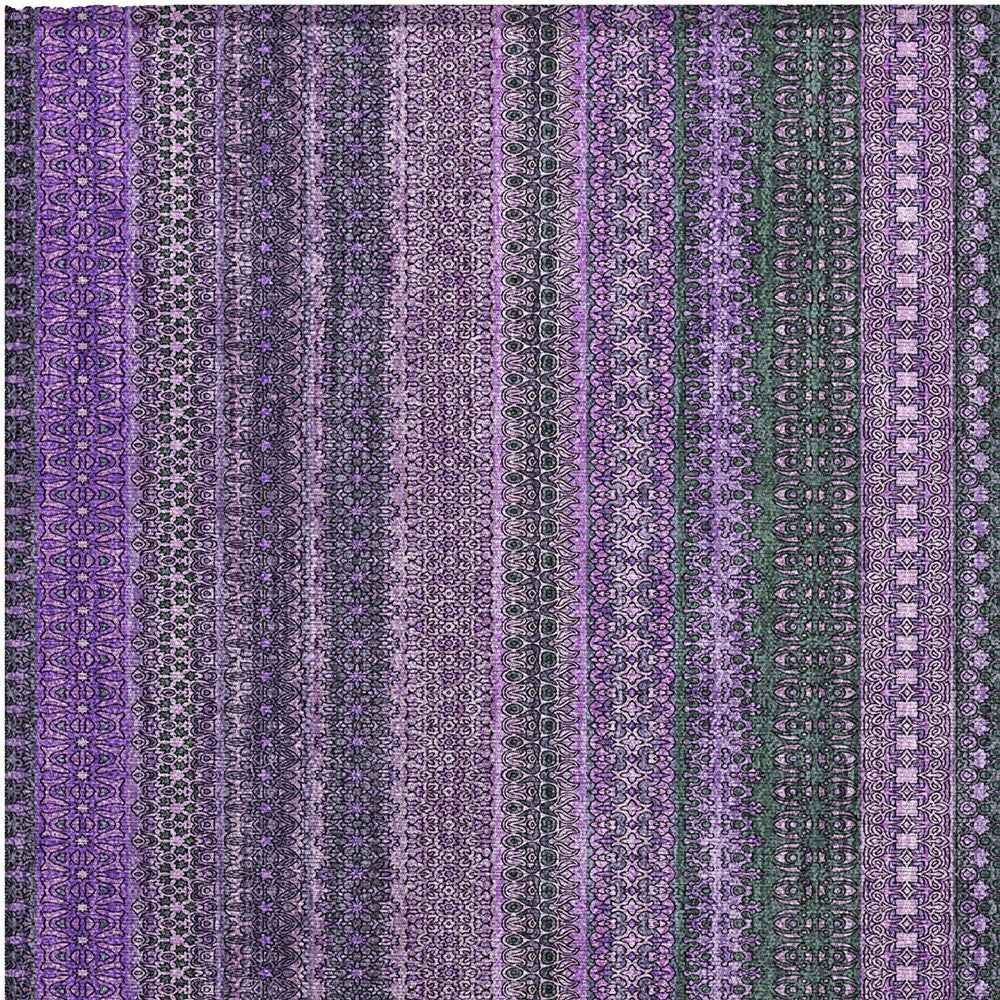 2' X 3' Purple Striped Washable Non Skid Indoor Outdoor Area Rug
