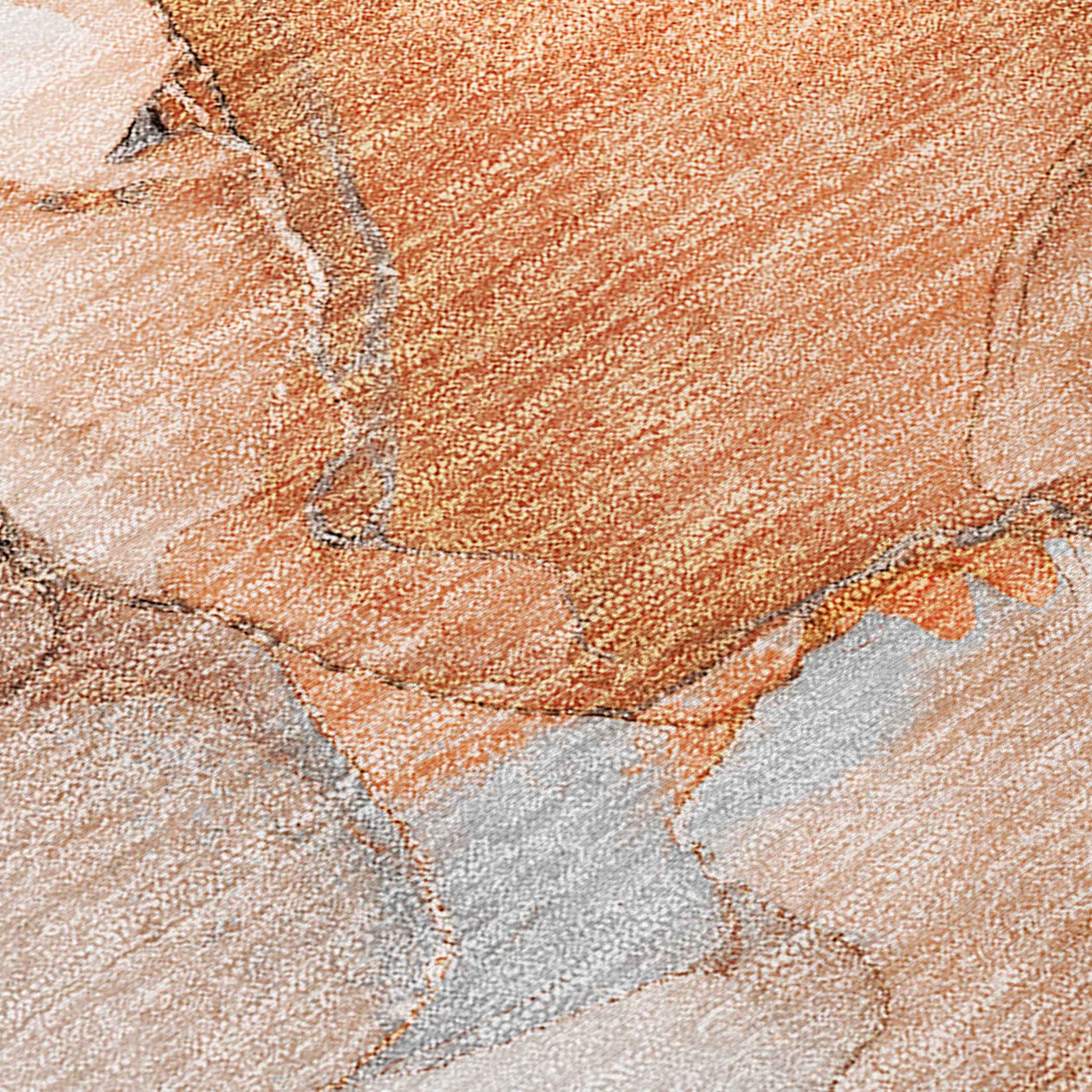 2' X 8' Orange and Ivory Abstract Washable Indoor Outdoor Runner Rug