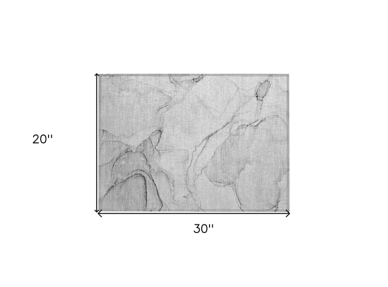 2' X 3' Silver Abstract Washable Non Skid Indoor Outdoor Area Rug